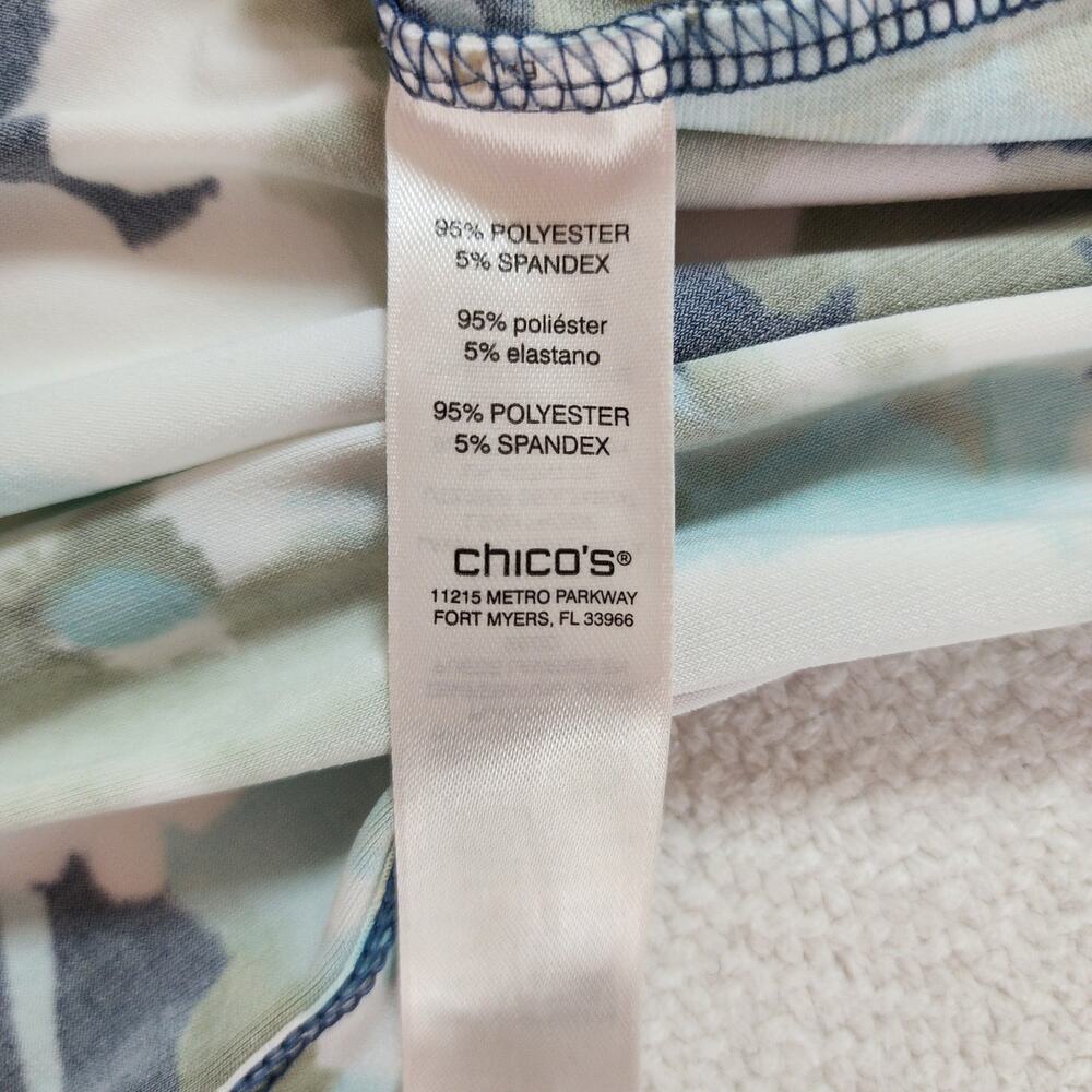 Chico's Size 3(16 US) Short Sleeve Watercolor Floral Pattern Knit Pullover Dress - Picture 7 of 10